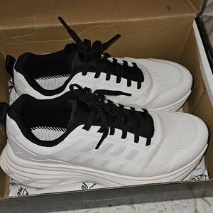 Women's Lightweight White and Black Athletic Sneakers